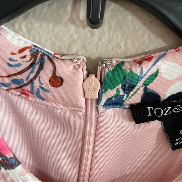 Roz & Ali Pink Floral Midi Dress Size 4 - Picture 5 of 10